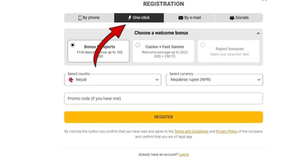 MelBet Registration For one-click