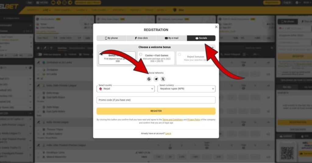 MelBet Registration For socials